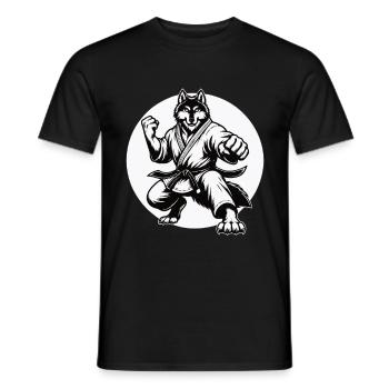 Loup d’arts martiaux – Force et loyauté - T-shirt homme - noir - Devant - AI Model Male 178 light (178cm)