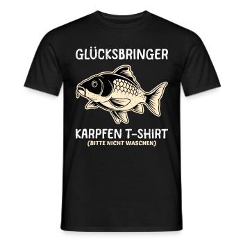 Angler GLÜCKSBRINGER KARPFEN T-SHIRT NICHT WASCHEN - Männer T-Shirt - Schwarz - Vorne - AI Model Male 178 light (178cm)
