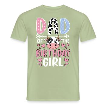 Papa de la fille d’anniversaire - T-shirt homme - vert sauge - Devant - AI Model Male 178 light (178cm)