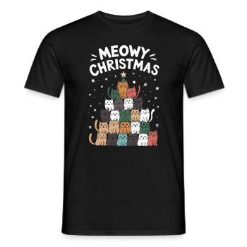 Meowy Christmas - Männer T-Shirt - Schwarz - Vorne - AI Model Male 178 light (178cm)