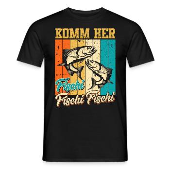 Angler KOMM HER FISCHI FISCHI FISCHI Lustiges - Männer T-Shirt - Schwarz - Vorne - AI Model Male 178 light (178cm)