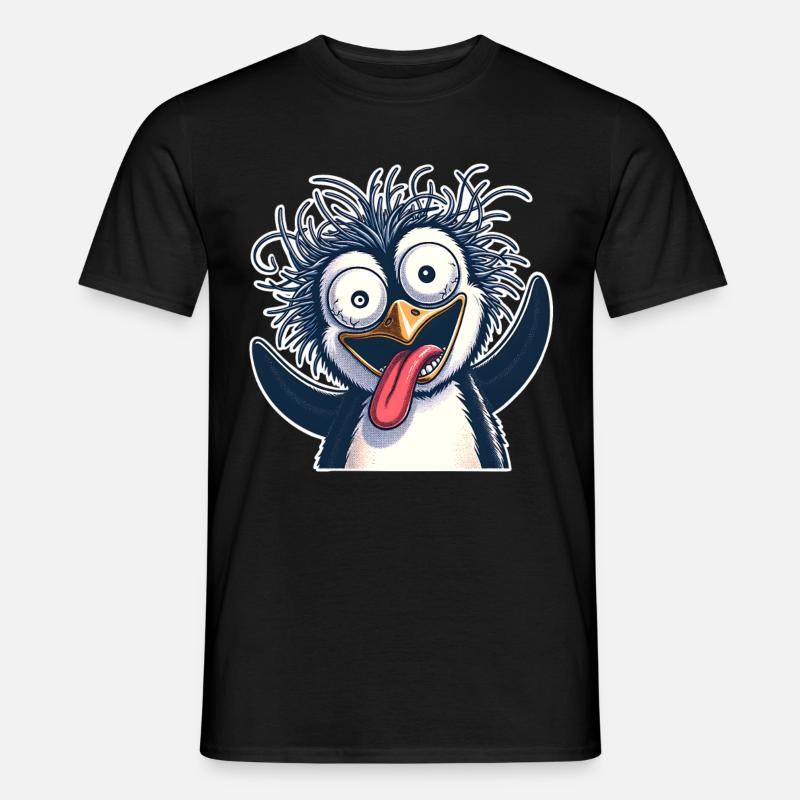 Pinguin Crazy - Männer T-Shirt - Schwarz
