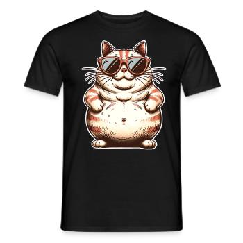 Dicke Coole Katze - Männer T-Shirt - Schwarz - Vorne - AI Model Male 178 light (178cm)