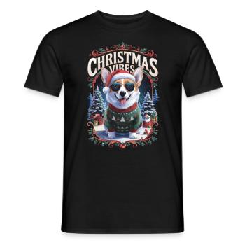 Corgi Christmas Vibes - Men's T-Shirt - black - Front - AI Model Male 178 light (178cm)