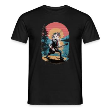 Rock Unicorn with Guitar - Men's T-Shirt - black - Front - AI Model Male 178 light (178cm)