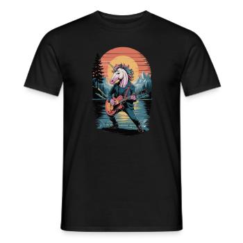Punk-Einhorn mit Gitarre - Männer T-Shirt - Schwarz - Vorne - AI Model Male 178 light (178cm)