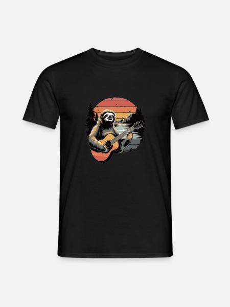 Sloth with guitar - Men's T-Shirt - black