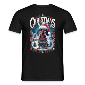 Dachshund Christmas Vibes - Men's T-Shirt - black - Front - AI Model Male 178 light (178cm)