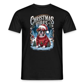 Boxer Christmas Vibes - Men's T-Shirt - black - Front - AI Model Male 178 light (178cm)