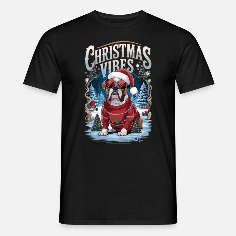 Boxer Christmas Vibes - Männer T-Shirt - Schwarz