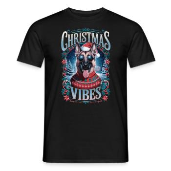 German Shepherd Christmas Vibes - Men's T-Shirt - black - Front - AI Model Male 178 light (178cm)