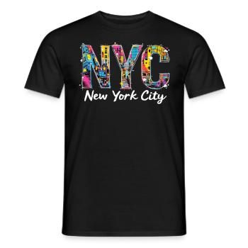 New York – Horizon de New York New York - T-shirt homme - noir - Devant - AI Model Male 178 light (178cm)
