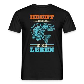 HECHT ANGELN IST MEIN LEBEN Angler Outfit Hecht - Männer T-Shirt - Schwarz - Vorne - AI Model Male 178 light (178cm)