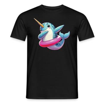 Narwhal, Whale, Sea Creature, Unicorn, Ocean - Men's T-Shirt - black - Front - AI Model Male 178 light (178cm)