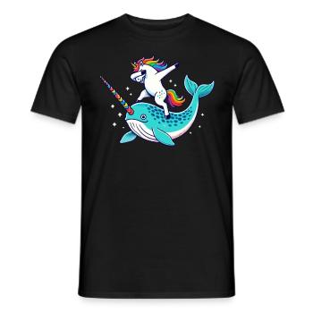 Narwhal, Unicorn, Whale, Sea Creature, Dabbing - Men's T-Shirt - black - Front - AI Model Male 178 light (178cm)