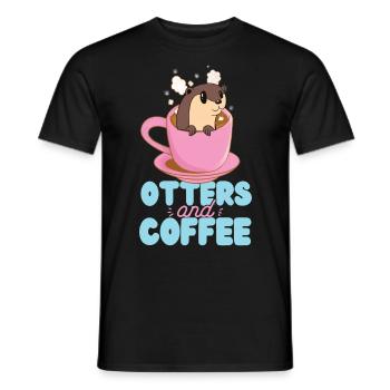 Otter Coffee Otters And Coffee - Men's T-Shirt - black - Front - AI Model Male 178 light (178cm)
