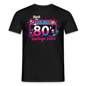 Rock Les années 80 Fête Fête Look rétro des années 80 - T-shirt homme - noir - Devant - AI Model Male 178 light (178cm)