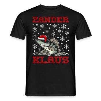 Lustiges Weihnachten Angler Zander - Männer T-Shirt - Schwarz - Vorne - AI Model Male 178 light (178cm)