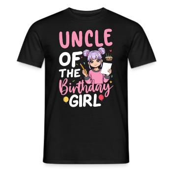 Oncle de la fille d’anniversaire - T-shirt homme - noir - Devant - AI Model Male 178 light (178cm)