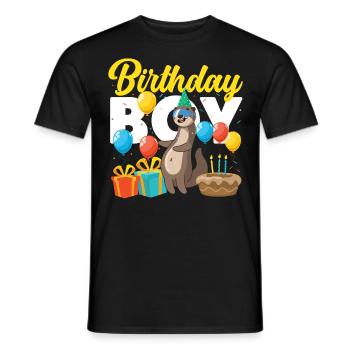 Loutre Anniversaire Garçon Anniversaire Garçon - T-shirt homme - noir - Devant - AI Model Male 178 light (178cm)