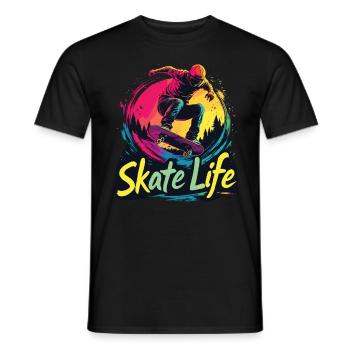 Skate Life Skateboard Skater Skateboarding - Männer T-Shirt - Schwarz - Vorne - AI Model Male 178 light (178cm)