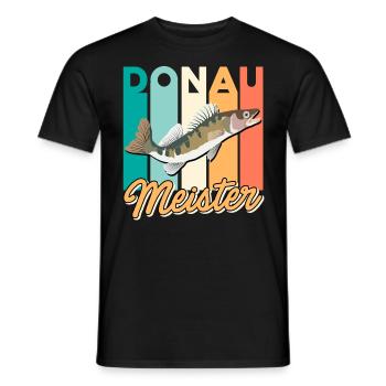Zander Angeln DONAU MEISTER Lustiges Angler - Männer T-Shirt - Schwarz - Vorne - AI Model Male 178 light (178cm)