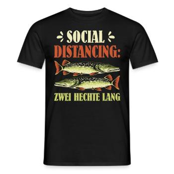 SOCIAL DISTANCING ZWEI HECHTE LANG Lustiges - Männer T-Shirt - Schwarz - Vorne - AI Model Male 178 light (178cm)