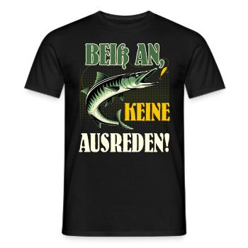 Angler BEISS AN KEINE AUSREDEN! Lustiges Hecht - Männer T-Shirt - Schwarz - Vorne - AI Model Male 178 light (178cm)