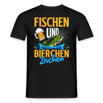 FISCHEN UND BIERCHEN ZISCHEN Lustiges Angler - Männer T-Shirt - Schwarz - Vorne - AI Model Male 178 light (178cm)
