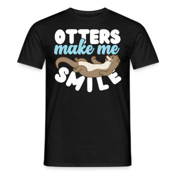 Otter Otters Make Me Smile - Men's T-Shirt - black - Front - AI Model Male 178 light (178cm)