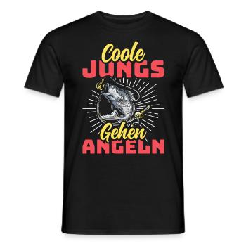 Angler Outfit COOLE JUNGS GEHEN ANGELN Lustiges - Männer T-Shirt - Schwarz - Vorne - AI Model Male 178 light (178cm)