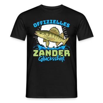 Zander Angeln OFFIZIELLES ZANDER GLÜCKSSHIRT - Männer T-Shirt - Schwarz - Vorne - AI Model Male 178 light (178cm)