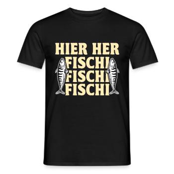 Angler HIER HER FISCHI FISCHI FISCHI Lustiges - Männer T-Shirt - Schwarz - Vorne - AI Model Male 178 light (178cm)