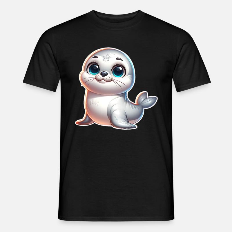 Robbe Seehund - Männer T-Shirt - Schwarz