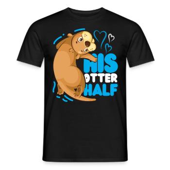 Couple Loutre Jeu de mots Saint-Valentin - T-shirt homme - noir - Devant - AI Model Male 178 light (178cm)