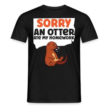 Otter Sorry An Otter Ate My - Männer T-Shirt - Schwarz - Vorne - AI Model Male 178 light (178cm)