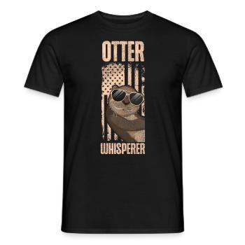 Otter American Flag Otter - Men's T-Shirt - black - Front - AI Model Male 178 light (178cm)