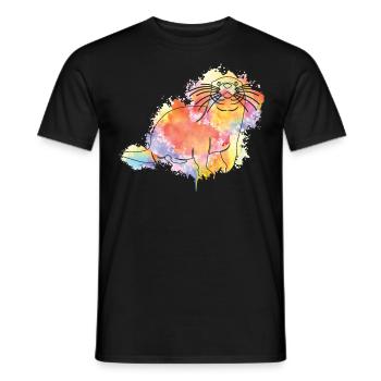 Otter Watercolor - Männer T-Shirt - Schwarz - Vorne - AI Model Male 178 light (178cm)