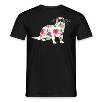 Otter Tropical Flowers Floral - Men's T-Shirt - black - Front - AI Model Male 178 light (178cm)