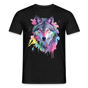 Wolf Wolf Head Predator Forest Nature Wilderness Art - Men's T-Shirt - black - Front - AI Model Male 178 light (178cm)