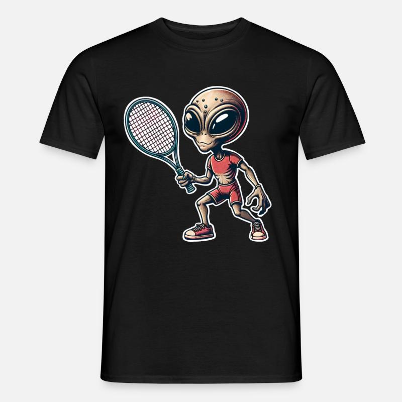 Alien Tennis - Männer T-Shirt - Schwarz