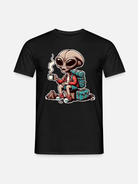 Hiking Alien Coffee Mountains - Men's T-Shirt - black
