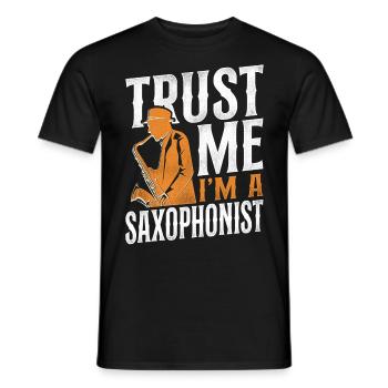 Saxophone Fais-moi confiance Je suis A - T-shirt homme - noir - Devant - AI Model Male 178 light (178cm)