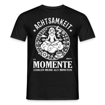 Momente zählen mehr als Minuten – Achtsamkeit Desi - Männer T-Shirt - Schwarz - Vorne - AI Model Male 178 light (178cm)
