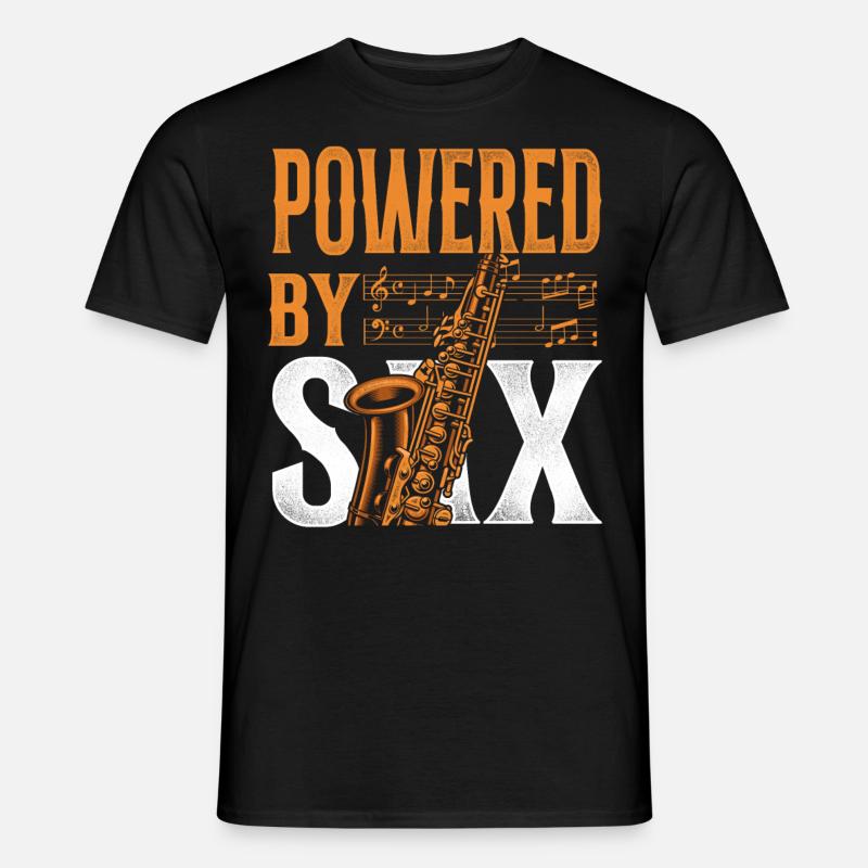 Saxophone Pun Powered By Sax - Männer T-Shirt - Schwarz