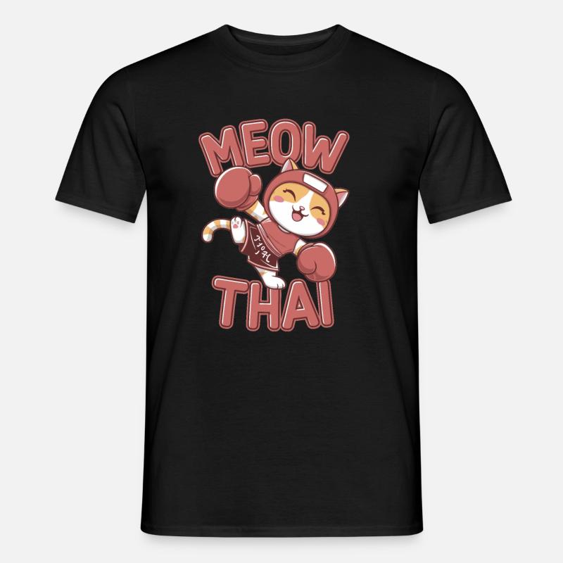 Meow thai - Männer T-Shirt - Schwarz