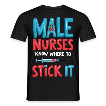 Male Nurses - Men's T-Shirt - black - Front - AI Model Male 178 light (178cm)