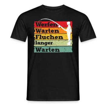 Angler Outfit WERFEN WARTEN KURBELN NOCHMAL Lustig - Männer T-Shirt - Schwarz - Vorne - AI Model Male 178 light (178cm)