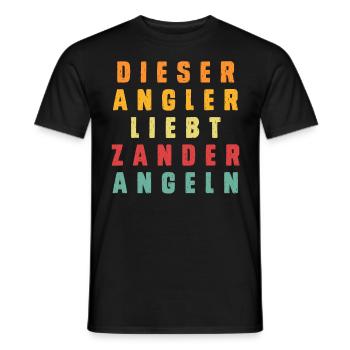 Angler DIESER ANGLER LIEBT ZANDER ANGELN Lustiges - Männer T-Shirt - Schwarz - Vorne - AI Model Male 178 light (178cm)