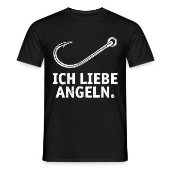 Angler Outfit ICH LIEBE ANGELN Lustiges Angeln - Männer T-Shirt - Schwarz - Vorne - AI Model Male 178 light (178cm)